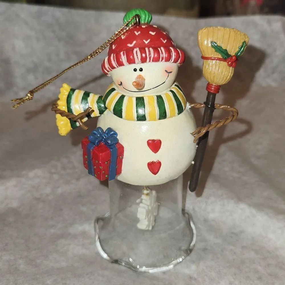Snowman Snowflake Bell Christmas Ornament